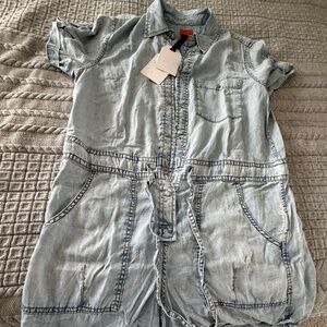 GapStudio Draped Denim Romper Light indigo M | REGULAR